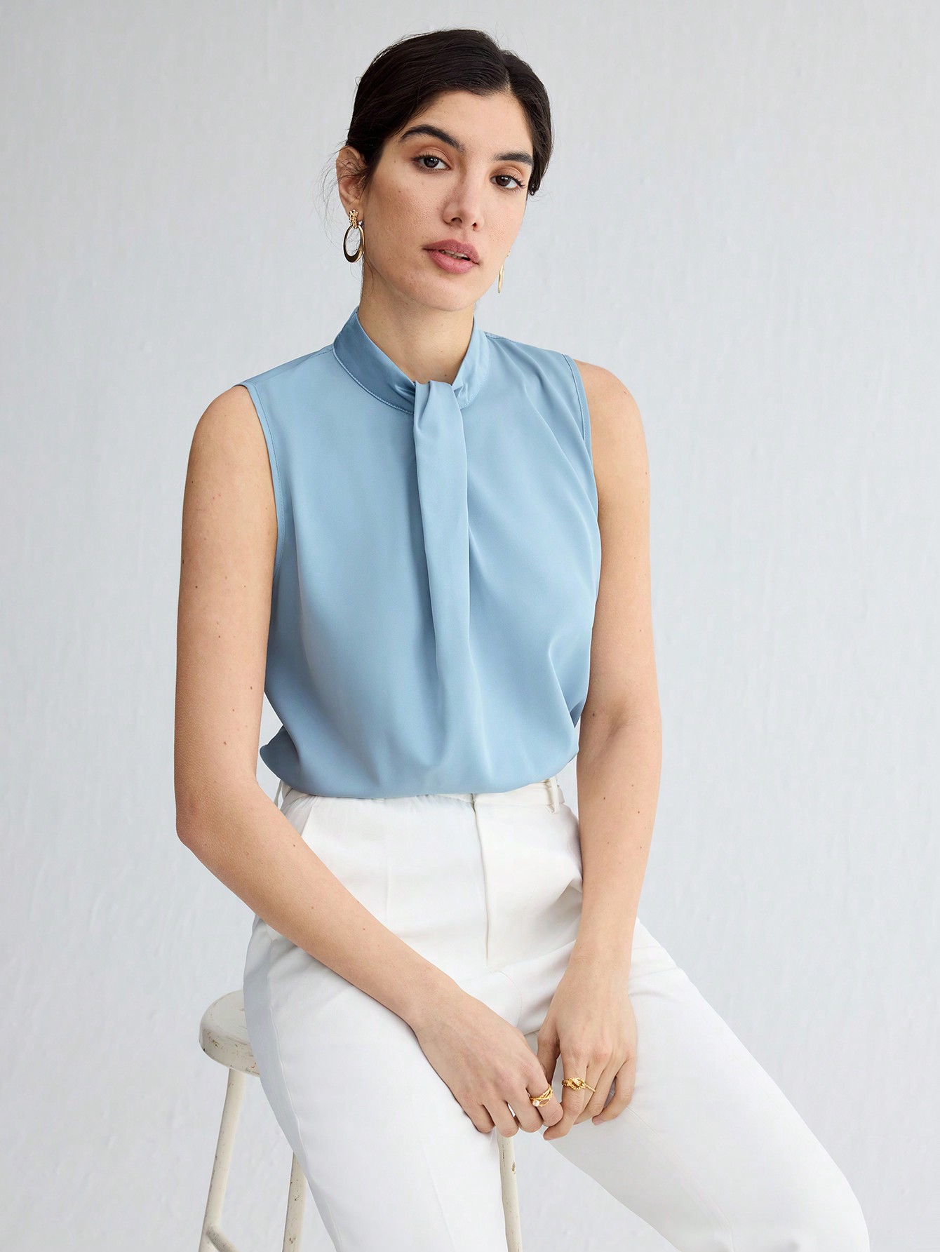 Shein blusas cuello alto clearance